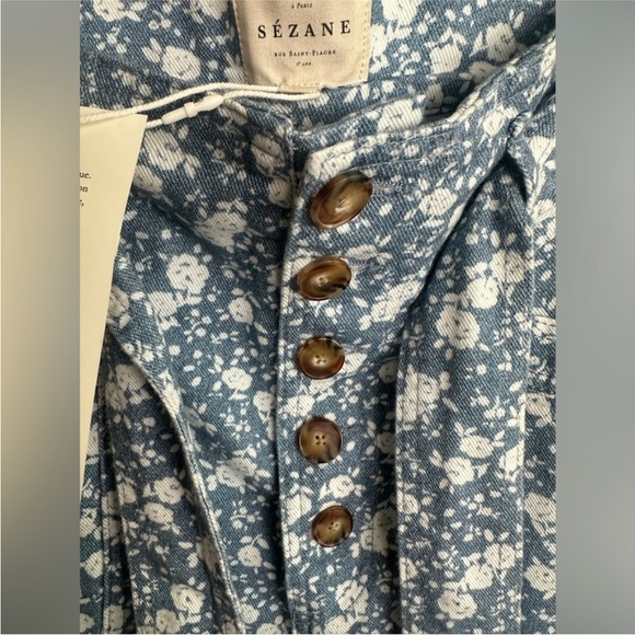 Sézane Maxium Floral Blue Women's Pants, size 6 - Picture 7 of 9